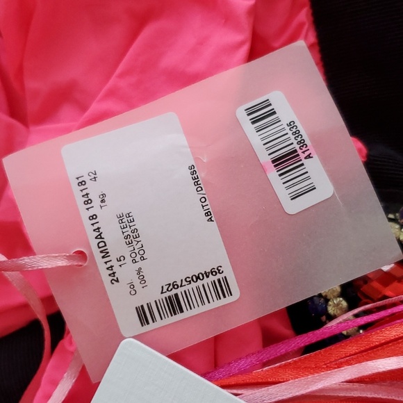 NWT MSGM Neon Pink Off Shoulder Heart Dress - Picture 8 of 13